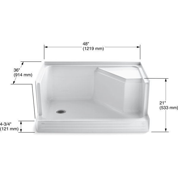 36 x 48 shower base left drain